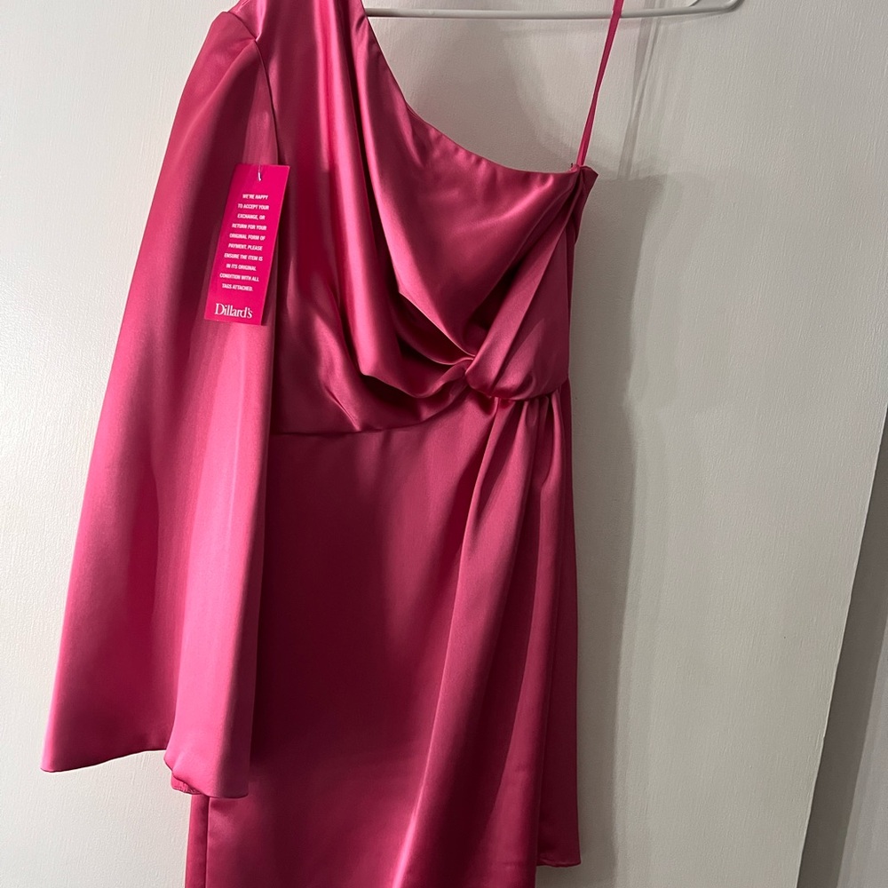 Marchesa Vibrant Pink One-Shoulder Dress